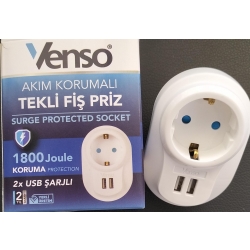 Venso Akım Korumalı Priz Usb li